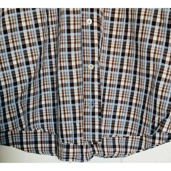 Bugatchi Men's Shirt Sz Large Blue/Brown Collared Long Sleeve Button Up - Picture 3 of 6
